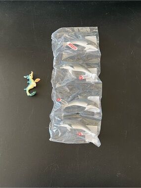 Schleich Gray Dolphins Toy Figures – Pack of 4 + Seahorse.